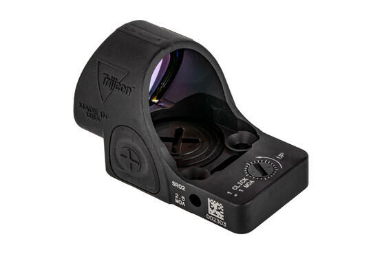 Trijicon SRO with 2.5 MOA dot reticle features a top-mounted battery compartment